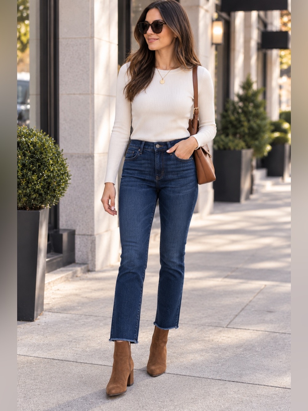 DL1961 Indigo High-Rise Cropped Straight Jeans